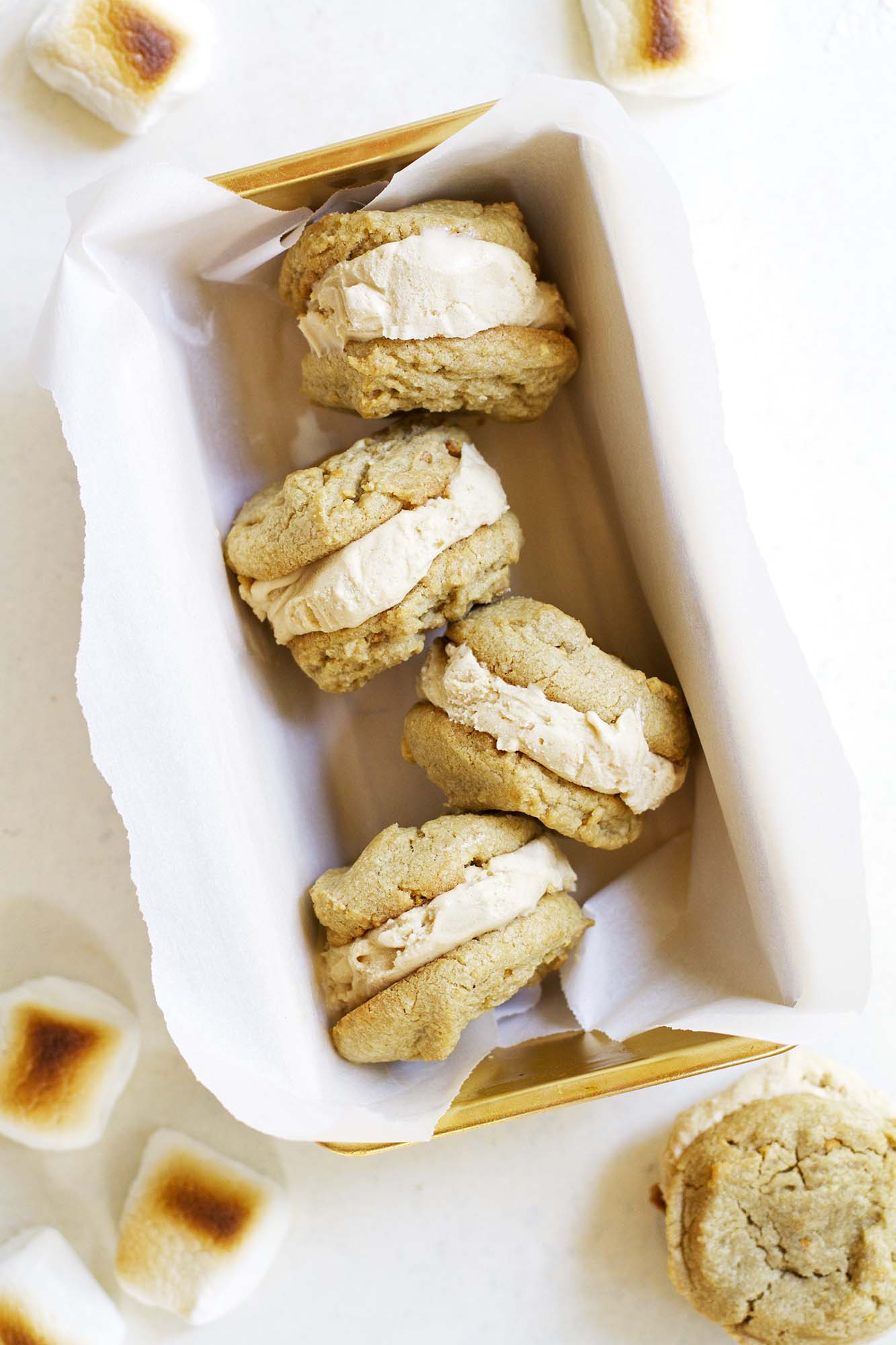 Toasted Marshmallow Peanut Butter Ice Cream Sandwiches | girlversusdough.com @girlversusdough