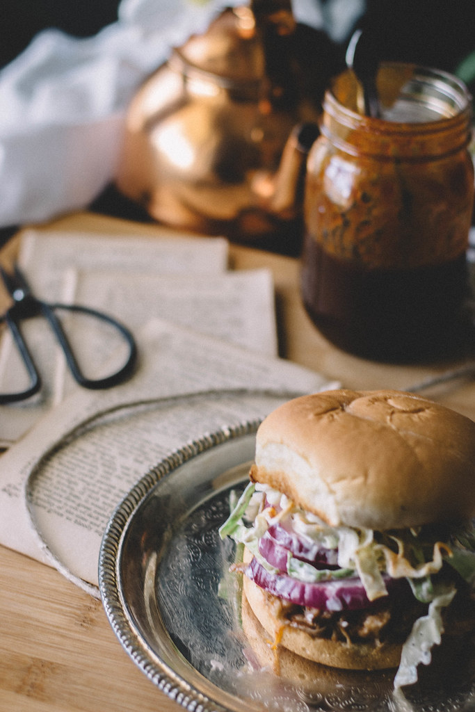 Slow Cooker Root Beer Pulled Pork with Spicy Slaw, Red Onions, & Root Beer BBQ sauce // TermiNatetor Kitchen